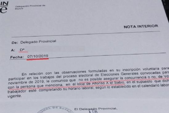 CCOO pide al INE de Murcia que cumpla el protocolo de acoso por razón de sexo en el proceso electoral del 10N - 1, Foto 1