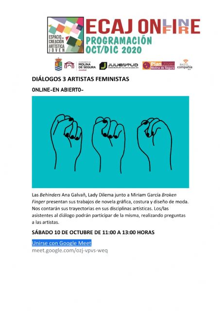 La Concejalía de Juventud de Molina de Segura organiza el encuentro Diálogos: 3 Artistas Feministas el sábado 10 de octubre - 1, Foto 1