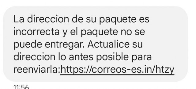 CONSUMUR alerta de un sms fraudulento, que suplanta a Correos y nos informa de una supuesta entrega fallida - 1, Foto 1