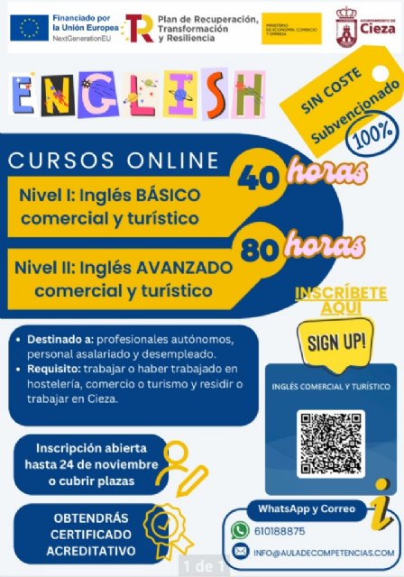 La Concejalía de Comercio promueve dos cursos online de inglés destinados a profesionales autónomos, personal asalariado y desempleado - 1, Foto 1