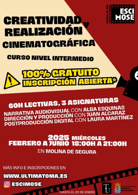 La Escuela de Cine de Molina de Segura amplía el plazo de inscripción para el Curso de Creatividad y Realización Cinematográfica - 1, Foto 1