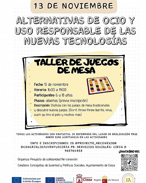 Juventud y Políticas Sociales arrancan el mes de noviembre este lunes con un taller de juegos de mesa - 1, Foto 1