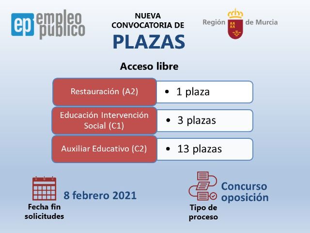 La Comunidad convoca 17 plazas de restauración, intervención social y auxiliar educativo - 1, Foto 1