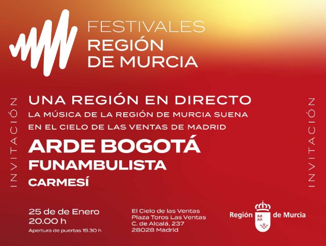 La Comunidad promocionará 'Festivales Región de Murcia' en Fitur con un concierto de Arde Bogotá en el espacio 'El Cielo de las Ventas' - 1, Foto 1