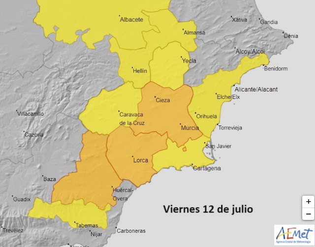 Aviso naranja por altas temperaturas en la Región de Murcia