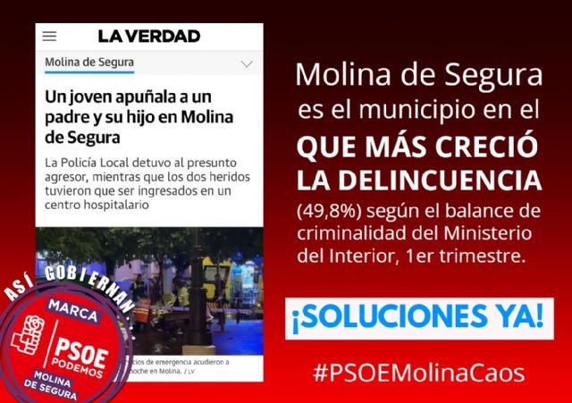 El Partido Popular de Molina de Segura pide por enésima vez medidas urgentes para frenar la delincuencia en la ciudad - 1, Foto 1