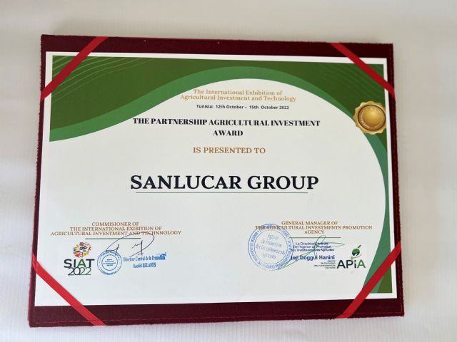 Sanlucar recibe en Túnez el premio partnership agricultural investment award - 1, Foto 1