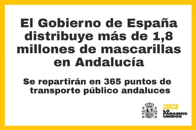 Mañana comienza el reparto de más de 1,8 millones de mascarillas en 365 puntos de transporte público de Andalucía - 1, Foto 1