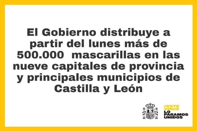 El Gobierno distribuirá más de medio millón de mascarillas en las nueve provincias de Castilla y León - 1, Foto 1