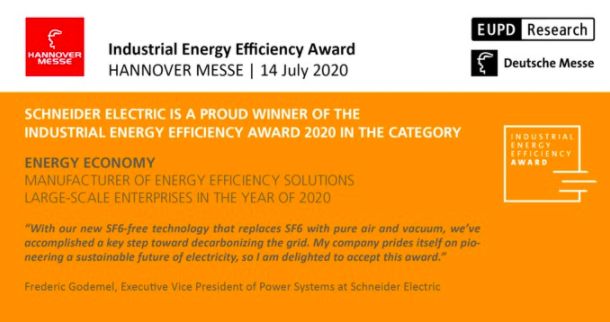 Schneider Electric gana el Industrial Energy Efficiency Award por su tecnología de aparamenta sin gas SF6 - 1, Foto 1