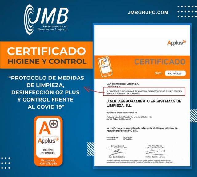 JMB GRUPO certifica, con Applus, su protocolo frente al COVID19 - 1, Foto 1