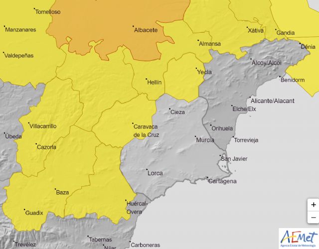 NIVEL AMARILLO por temperaturas mínimas para mañana en el Altiplano y Noroeste de la Región de Murcia - 1, Foto 1