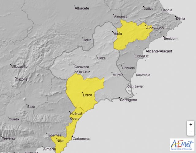 Meteorología extiende su aviso por lluvias (15 l/m2 en una hora) al Campo de Cartagena y Mazarrón - 1, Foto 1
