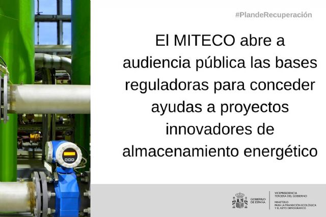 El MITECO abre a audiencia pública las bases reguladoras para conceder ayudas a proyectos innovadores de almacenamiento energético - 1, Foto 1