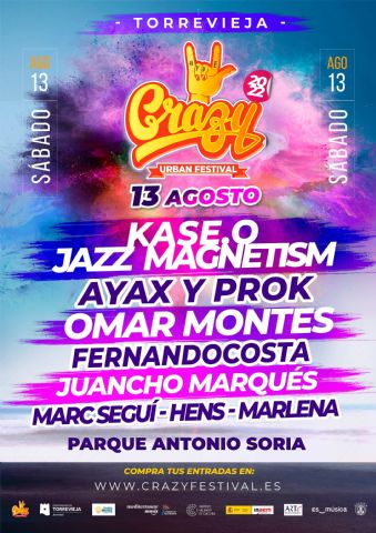 Crazy Urban Festival congregará, el próximo sábado 13 de agosto en el Parque Antonio Soria de Torrevieja, a miles de seguidores de la música urbana - 1, Foto 1