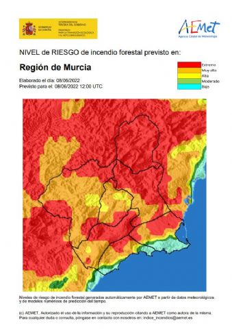 El nivel de riesgo de incendio forestal previsto para hoy miércoles es extremo o muy alto en casi toda la Región - 1, Foto 1