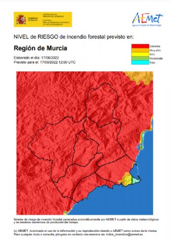 El nivel de riesgo de incendio forestal es hoy EXTREMO en toda la Región de Murcia - 1, Foto 1