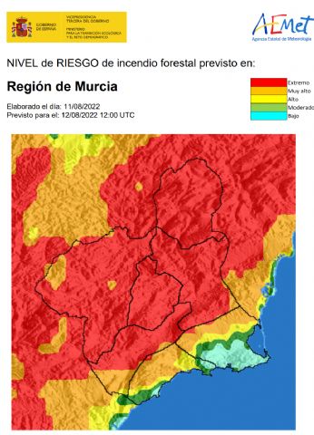 Riesgo extremo o muy alto de incendios forestales en la práctica totalidad de la Región de Murcia - 1, Foto 1