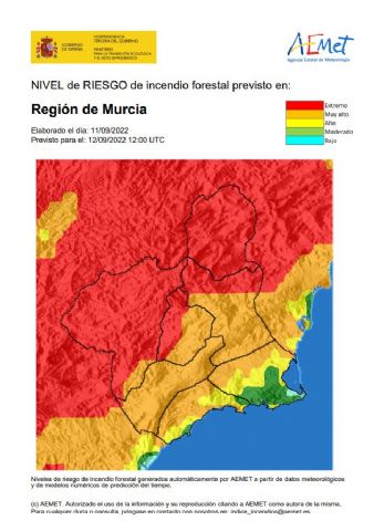 El nivel de riesgo de incendio forestal previsto para hoy es EXTREMO o MUY ALTO en toda la Región, excepto en el Litoral este - 1, Foto 1