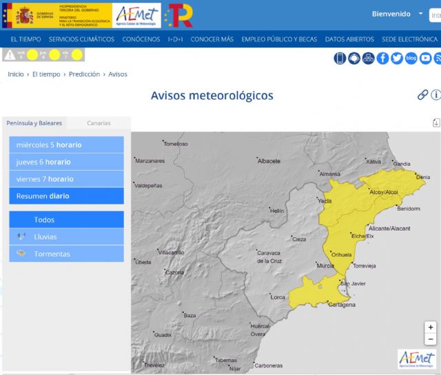 Meteorología mantiene hoy aviso de fenómeno adverso nivel amarillo por lluvias y tormentas en Campo de Cartagena-Mazarrón - 1, Foto 1