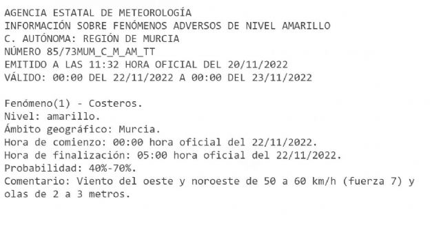 Meteorología amplia hasta las 5h del martes 22 su alerta amarilla en la costa de la Región - 1, Foto 1