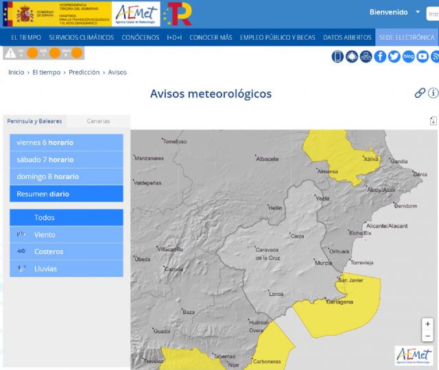 Meteorología ha emitido aviso de fenómenos adversos nivel amarillo por fenómenos costeros en Campo de Cartagena y Mazarrón el día 8 de enero - 1, Foto 1