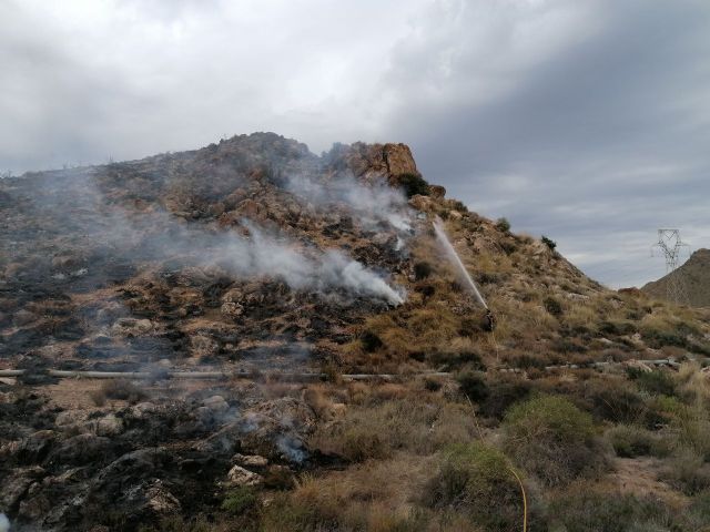 Servicios de emergencias extinguen un incendio de matorral en Águilas - 1, Foto 1