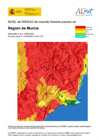 El nivel de riesgo de incendio forestal previsto para hoy viernes es muy alto o extremo en la mayor parte de la Región - 1, Foto 1