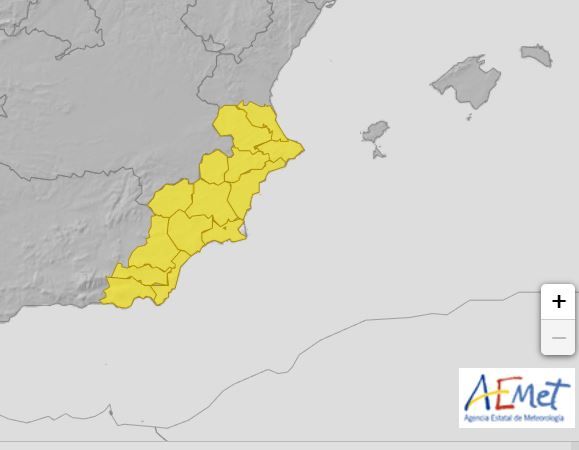 Meteorología amplía la zona de fenómenos adversos de nivel amarillo por lluvias en la Región de Murcia - 1, Foto 1