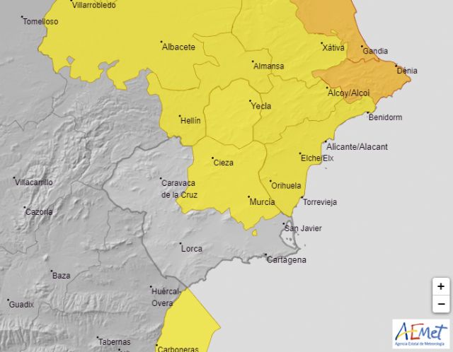 Meteorología advierte de lluvia hasta 15 litros en una hora y tormentas hoy en la Vega del Segura y el Altiplano - 1, Foto 1