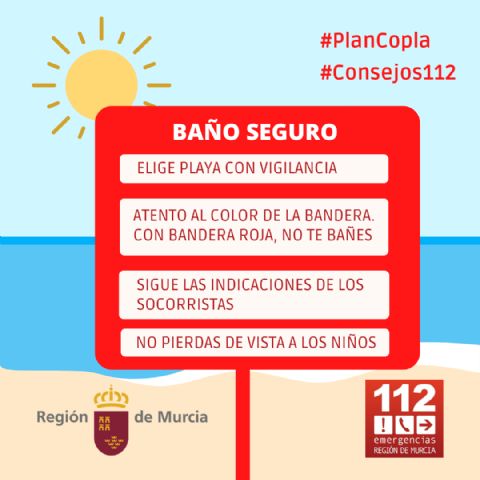 Los puestos de vigilancia de playas del Plan Copla han abierto hoy lunes, 10 de julio, con 16 banderas amarillas en Águilas, Cartagena, San Javier y San Pedro del Pinatar - 1, Foto 1