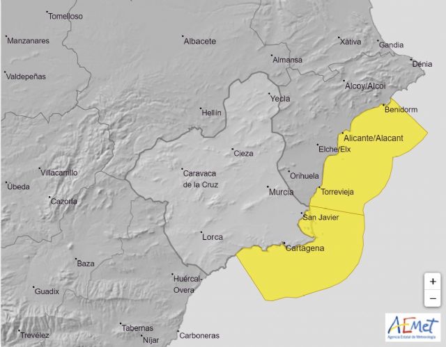 Meteorología mantiene aviso de fenómeno adverso nivel amarillo por fenómenos costeros en Campo de Cartagena-Mazarrón hoy 4 de agosto - 1, Foto 1