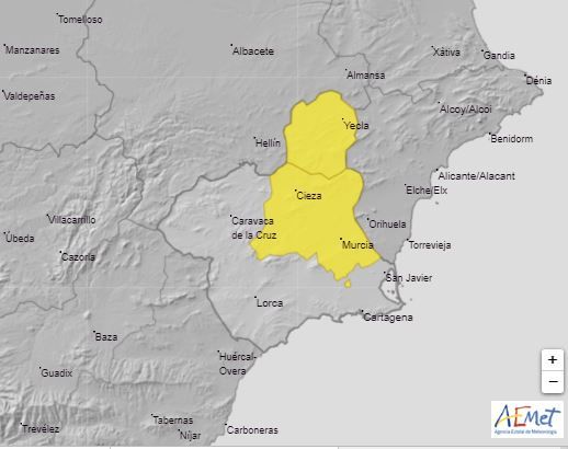 Nivel amarillo por lluvias y tormentas para mañana en la Región de Murcia - 1, Foto 1