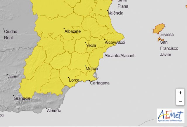 La Agencia Estatal de Meteorología amplía hasta mañana día 20 los avisos por tormenta y lluvia de nivel amarillo en la Región de Murcia - 1, Foto 1