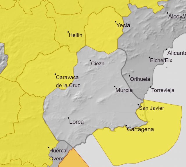 Meteorología establece para mañana día 4 de noviembre avisos de nivel amarillo en la Región de Murcia - 1, Foto 1