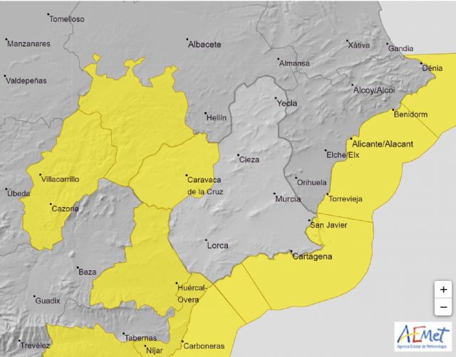 Meteorología informa de fenómenos adversos de nivel amarillo por vientos y fenómenos costeros a partir del día 17 de enero en la Región de Murcia - 1, Foto 1