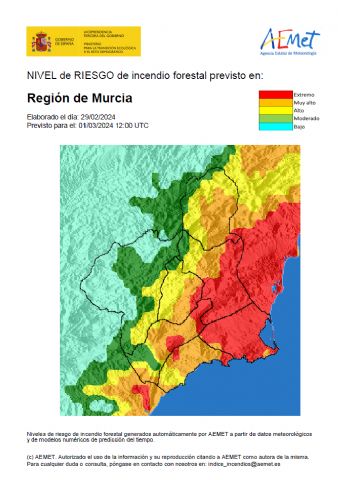 El nivel de riesgo de incendio forestal previsto para hoy viernes es extremo o muy alto en la mayor parte de la Región - 1, Foto 1