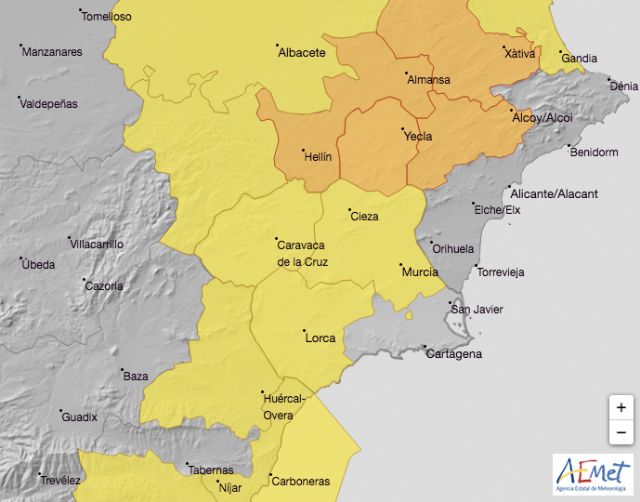 Meteorología mantiene aviso naranja por tormentas para hoy sábado en el Altiplano y amarillo en el Noroeste, Guadalentín y la Vega del Segura - 1, Foto 1