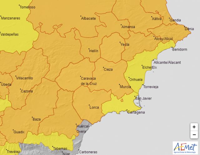 Avisos de nivel naranja por temperaturas máximas de 40º para el miércoles