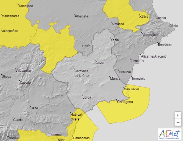 Meteorología anuncia aviso amarillo por fenómenos costeros en el litoral del Campo de Cartagena y Mazarrón el próximo miércoles - 1, Foto 1