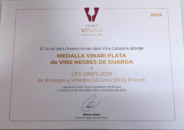 Clos Badaceli Garnacha 2018 y Les Ones 2019 premiados en los Premios Vinari 2024 - 1, Foto 1