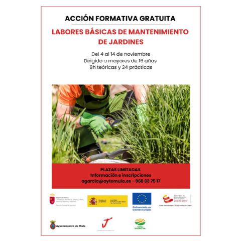 El Ayuntamiento de Mula organiza el curso “Labores Básicas de Mantenimiento de Jardines” - 1, Foto 1