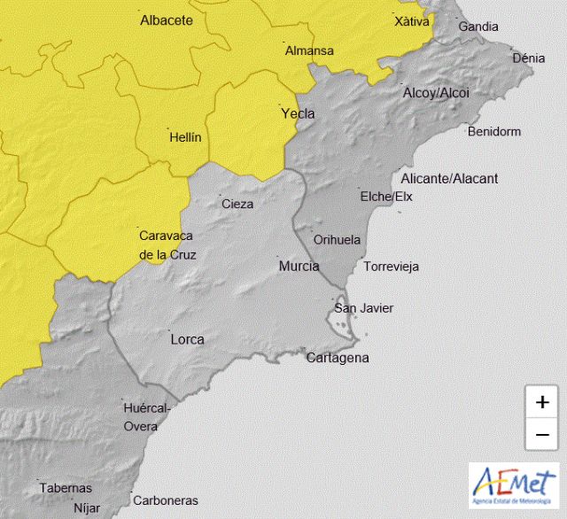 Actualización avisos meteorológicos de la Agencia Estatal de Meteorología en la Región de Murcia - 1, Foto 1