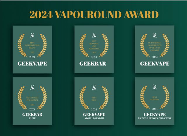 Geekvape y Geekbar brillan en los Vapouround Awards 2024, asegurando seis prestigiosos galardones en total - 1, Foto 1