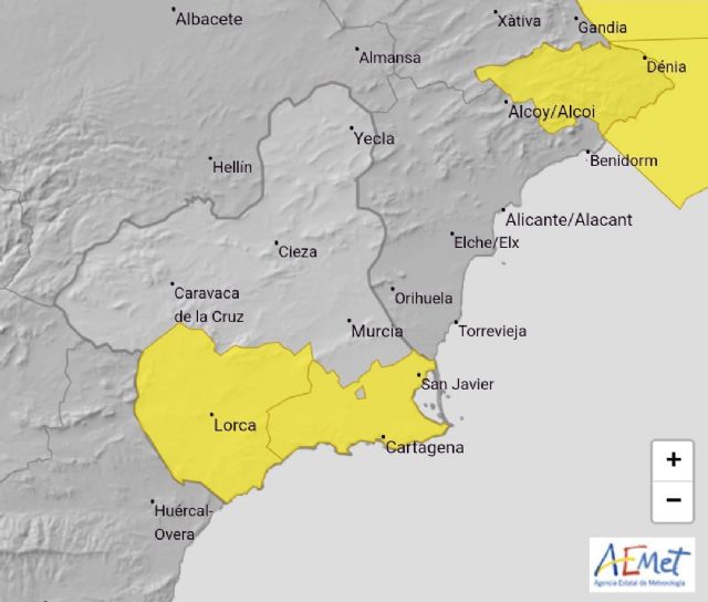 La Agencia Estatal de Meteorología emitió aviso por lluvia (20 litros en una hora) y tormentas esta tarde en el Guadalentín y Campo de Cartagena y Mazarrón, Foto 1