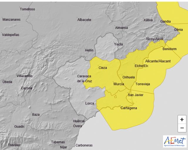 La Agencia Estatal de meteorología actualiza aviso de fenómenos adversos de nivel amarillo por viento y fenómenos costeros para hoy día 9 - 1, Foto 1