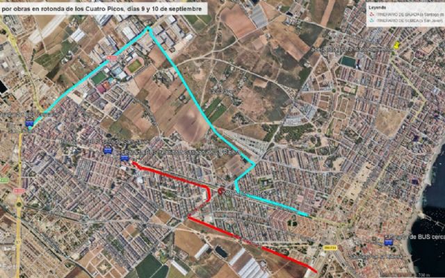Aviso modificación tráfico por obras en rotonda Cuatro Picos Aviso modificación tráfico por obras en rotonda Cuatro Picos