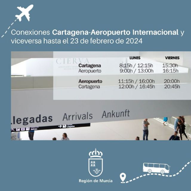 Comienza el nuevo servicio de autobuses que conecta el aeropuerto con Murcia y Cartagena - 1, Foto 1