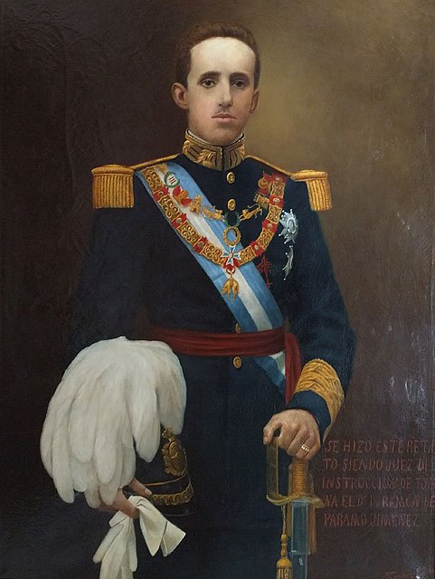 Retrato del Rey Alfonso XIII / José Sánchez Carlos (1907). Óleo sobre lienzo (restaurado en 1998), Foto 2