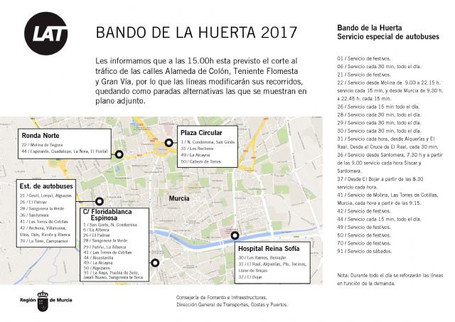 Los autobuses interurbanos adaptan sus horarios a las necesidades de los ciudadanos durante las Fiestas de Primavera de Murcia - 2, Foto 2